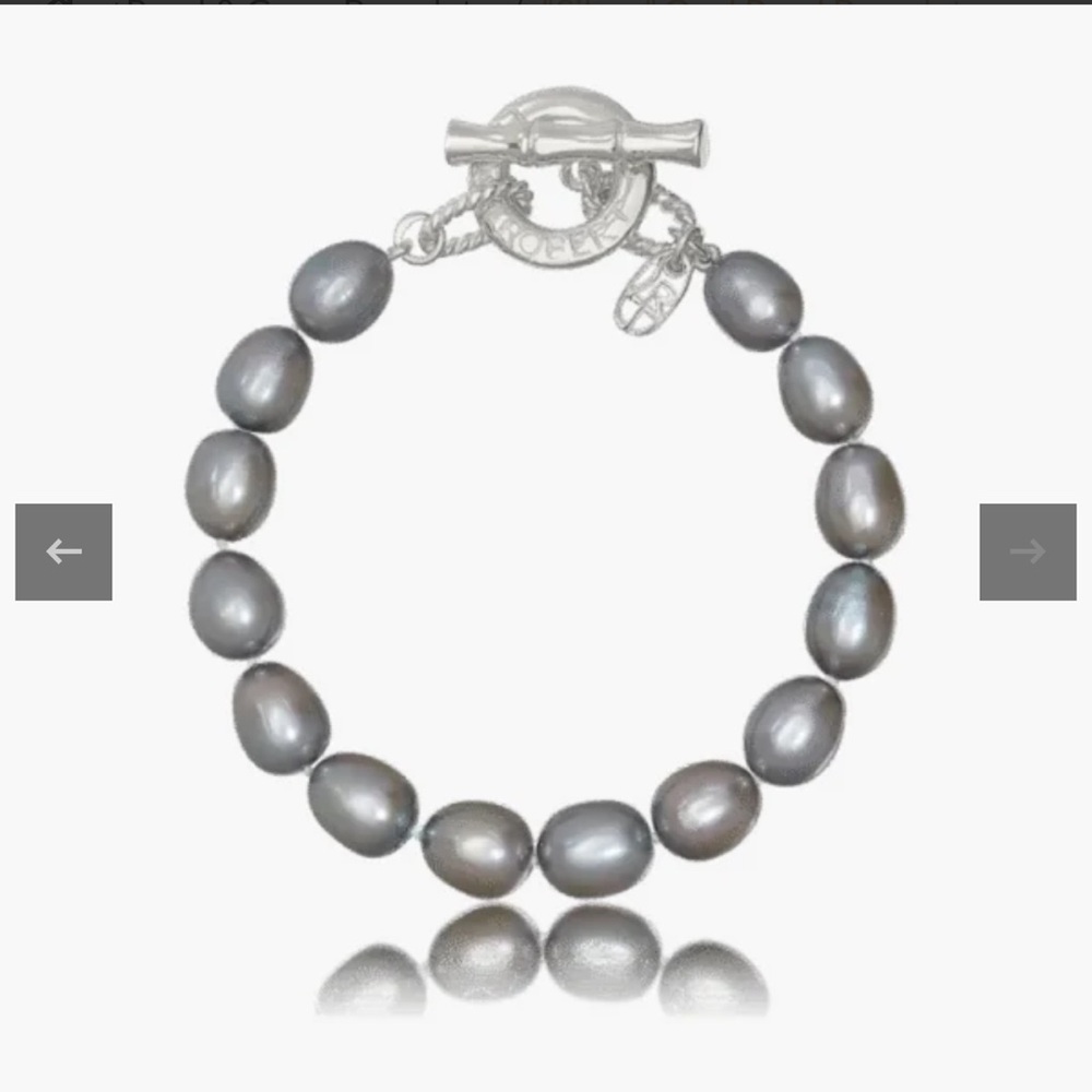 Lucas Robert Silver Oval Pearl Bracelet